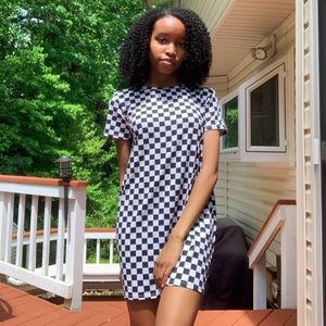 Black and white checkered dress